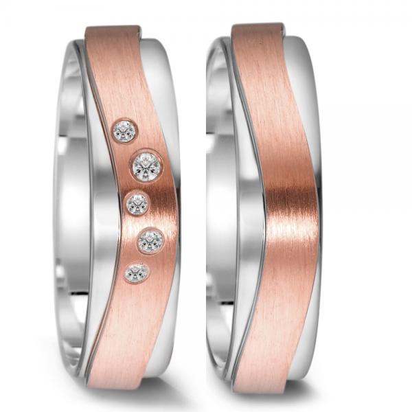 Trauringe Weiss-Rotgold von Weidner 62382 + 72382